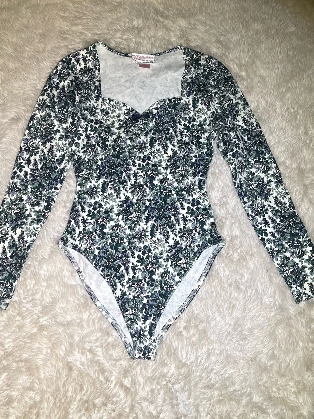 Bodywear women’s Long-Sleeve One-Piece floral Swimsuit  size medium
